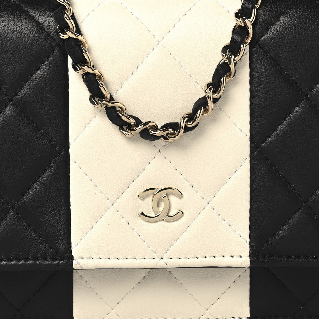 Lambskin Quilted Wallet On Chain WOC White Black