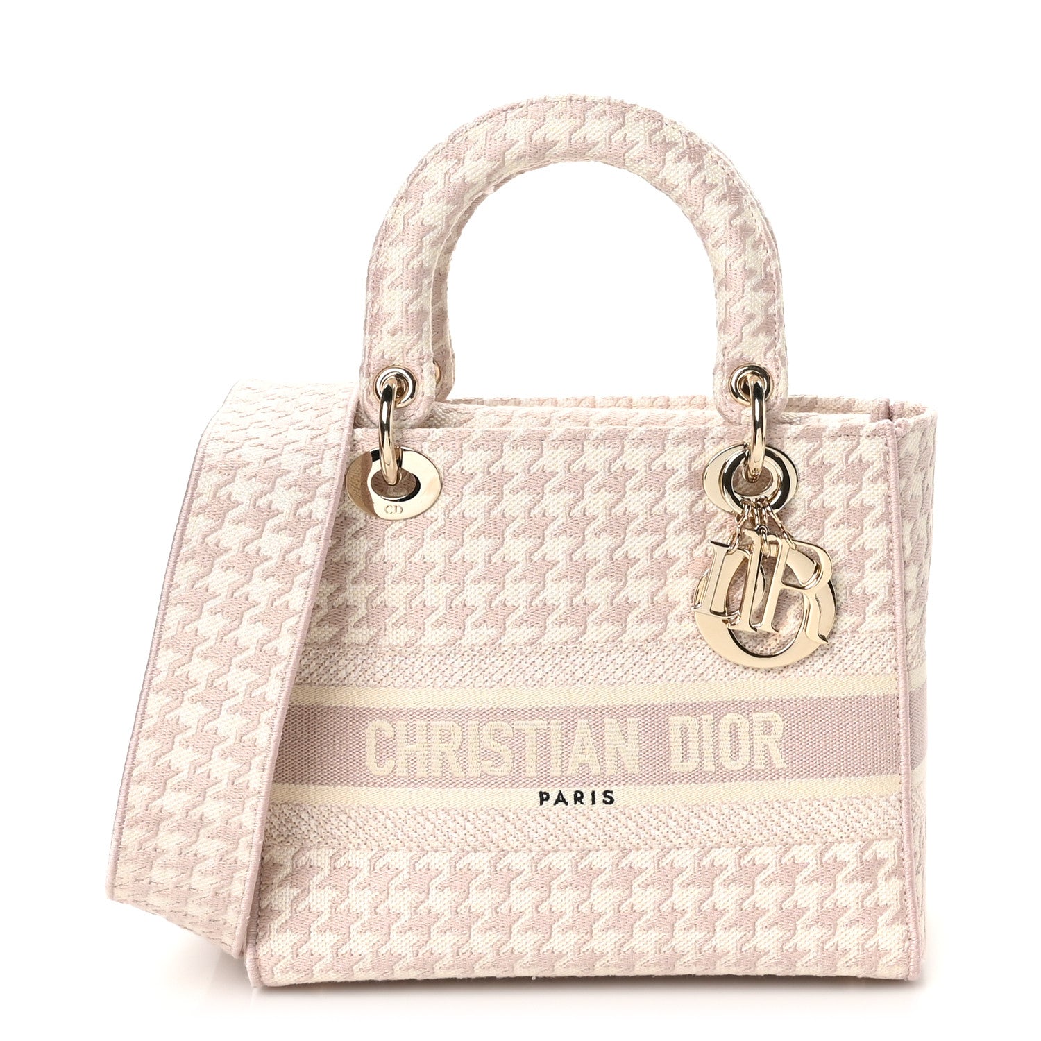 Canvas Houndstooth Embroidered Medium Lady D-Lite Pink