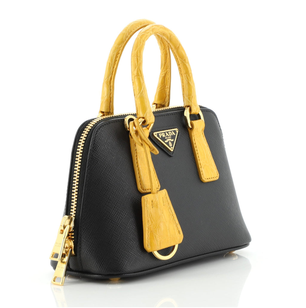 Promenade Bag Saffiano Leather with Crocodile Mini