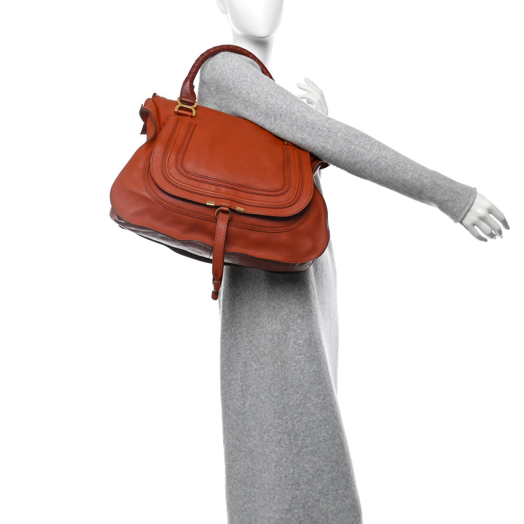 Calfskin Large Marcie Satchel Maple Leaf