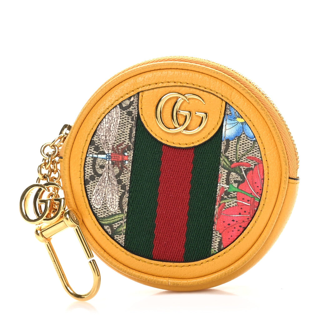 GG Supreme Monogram Flora Web Ophidia Coin Purse  Beige Multicolor Crop