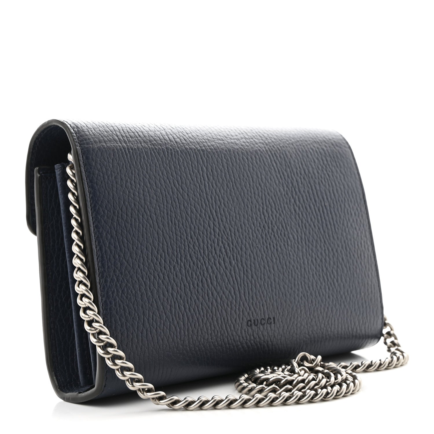 Dollar Calfskin Crystal Mini Dionysus Chain Wallet Blue Agata Black Diamond