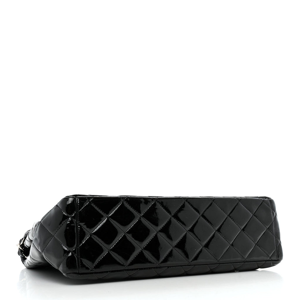 Patent Quilted Maxi Single Flap Black