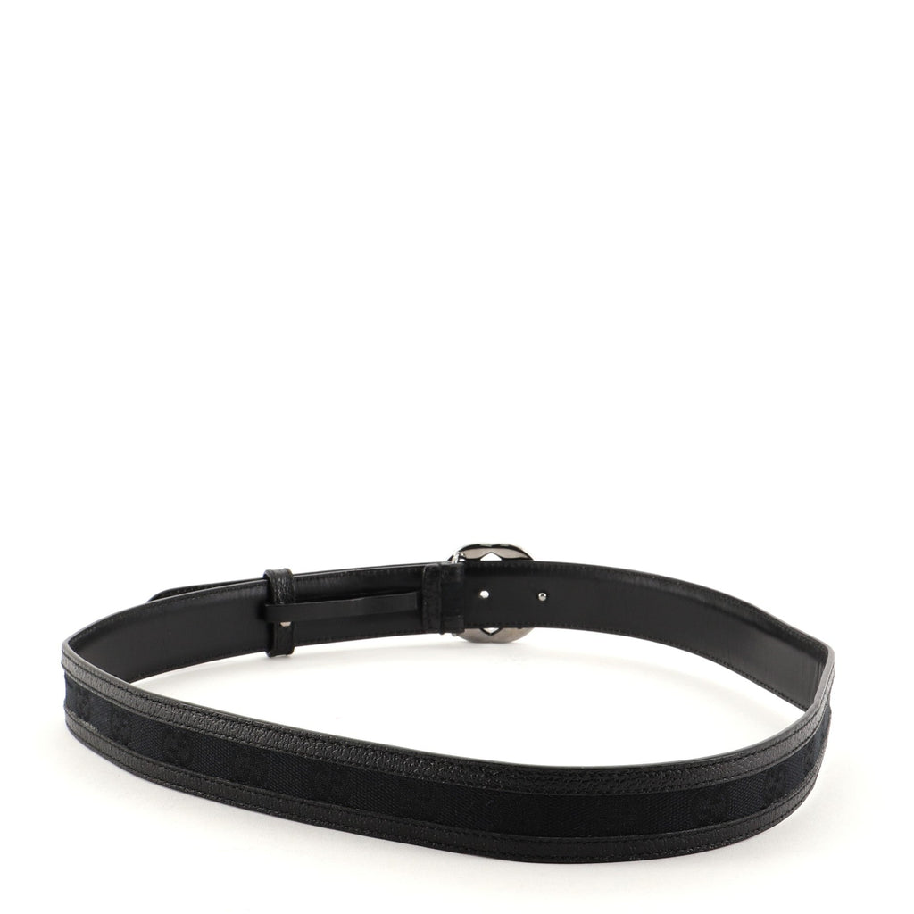 Interlocking G Belt GG Canvas with Leather Wide 85
