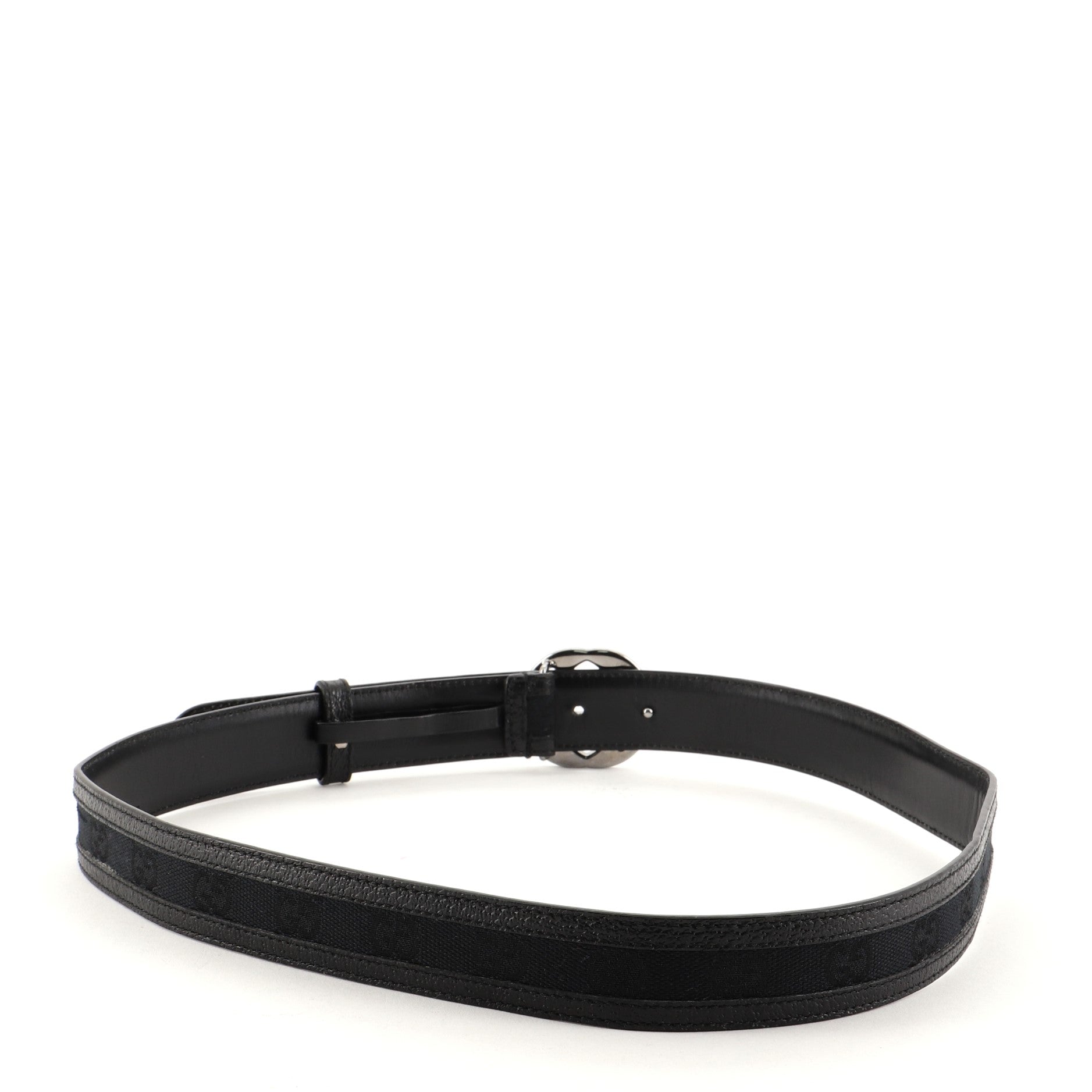 Interlocking G Belt GG Canvas with Leather Wide 85