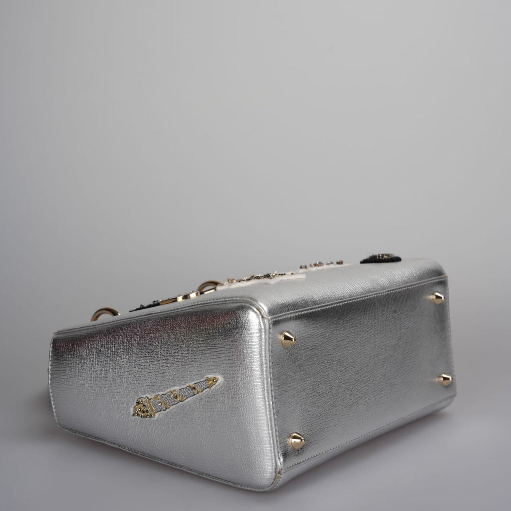 Christian Dior Leather Lady Dior Shoulder Bag in Silver Limited Edition