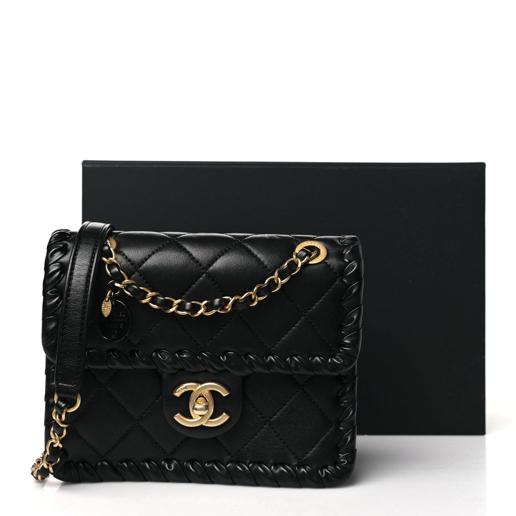 Calfskin Braided Mini My Own Frame Flap Black