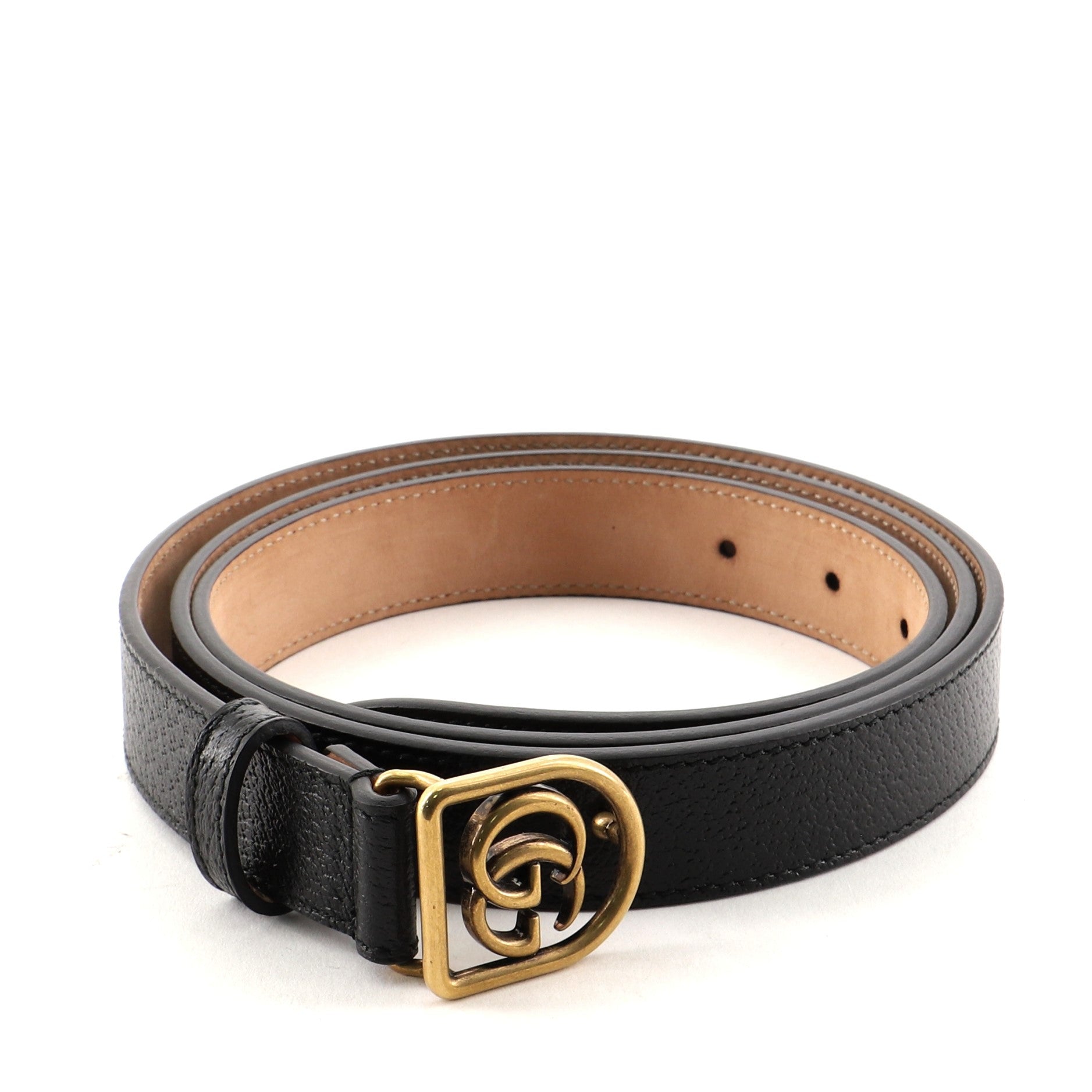 Framed GG Round Buckle Belt Leather Medium 115
