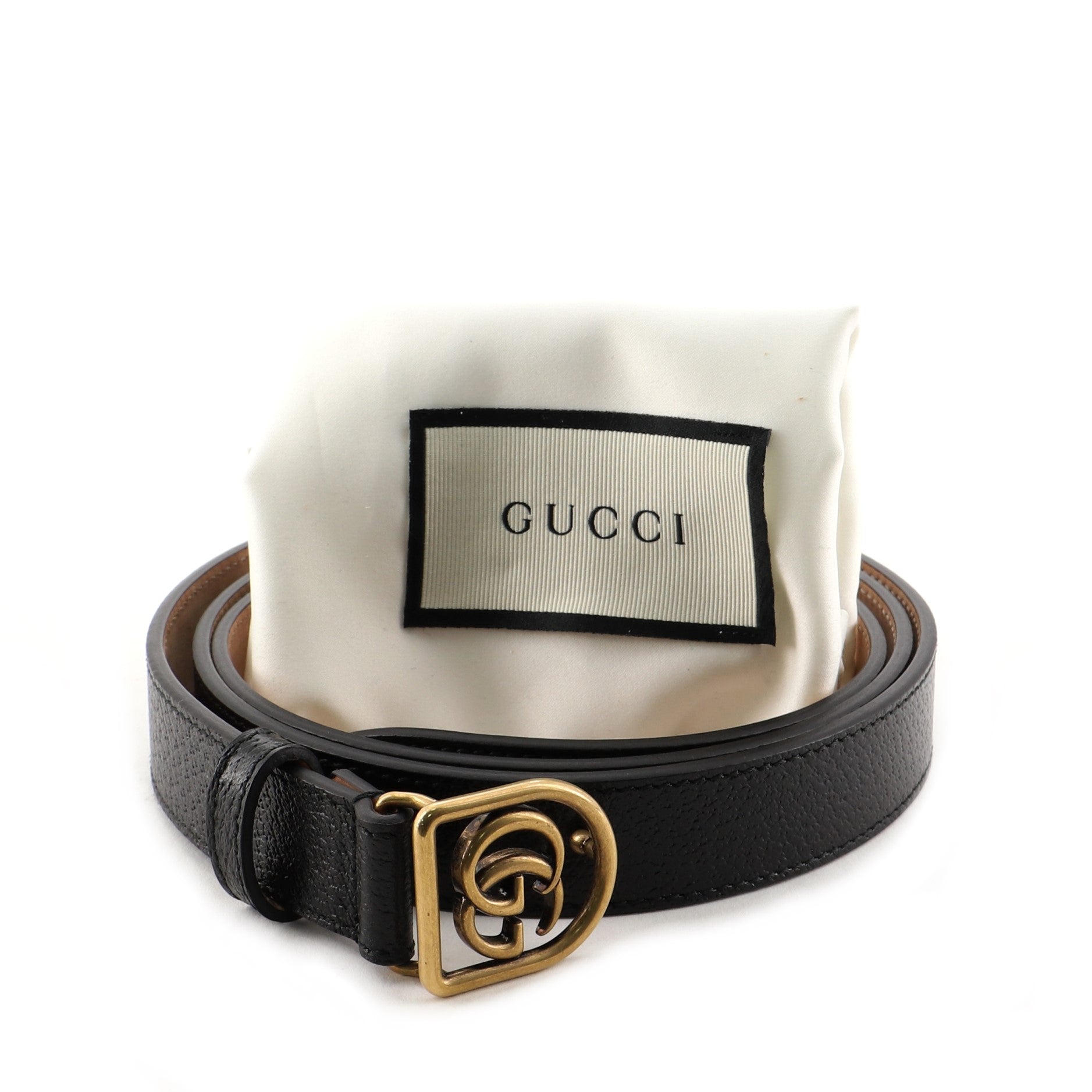Framed GG Round Buckle Belt Leather Medium 115