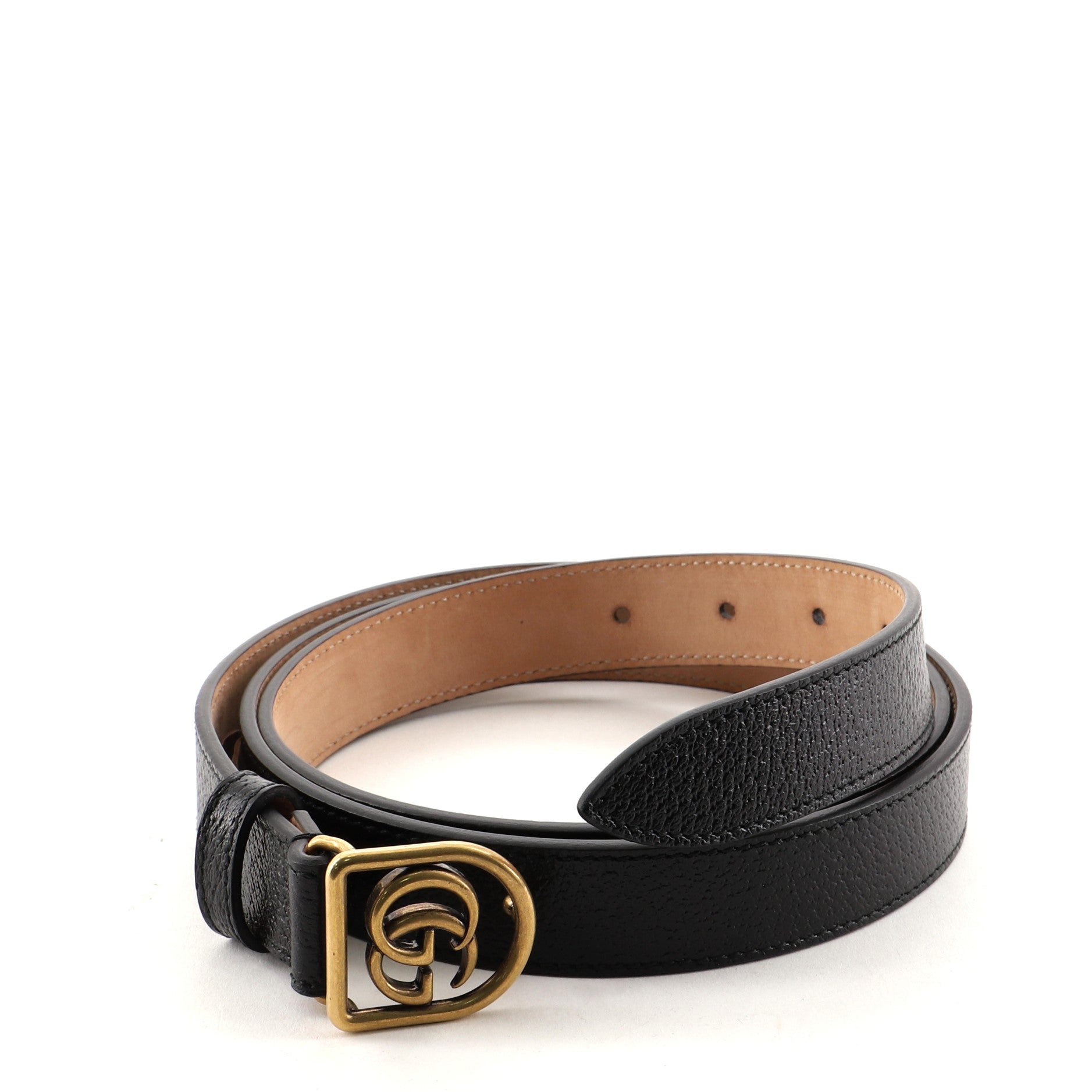 Framed GG Round Buckle Belt Leather Medium 115