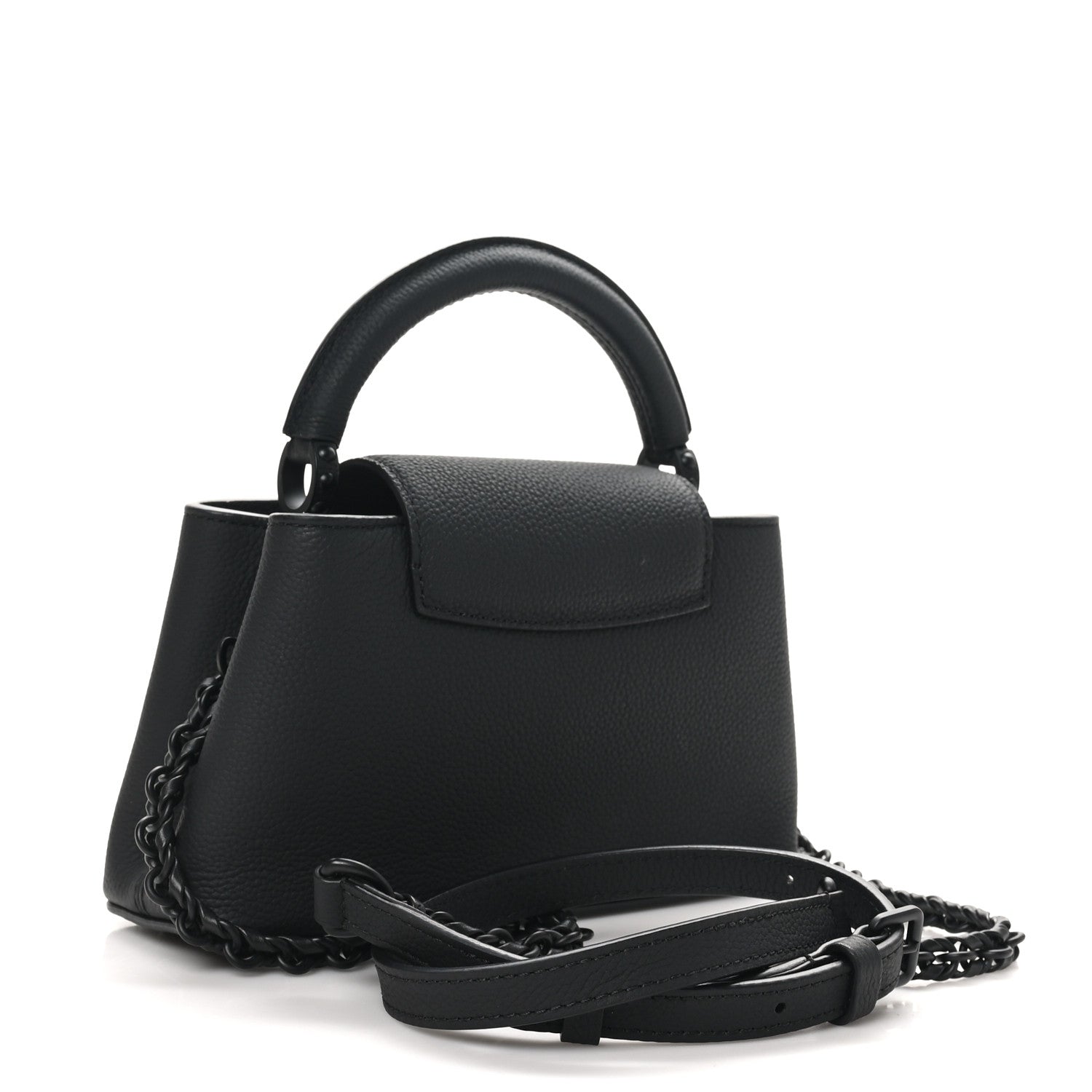 Matte Taurillon Capucines East West Mini All Black
