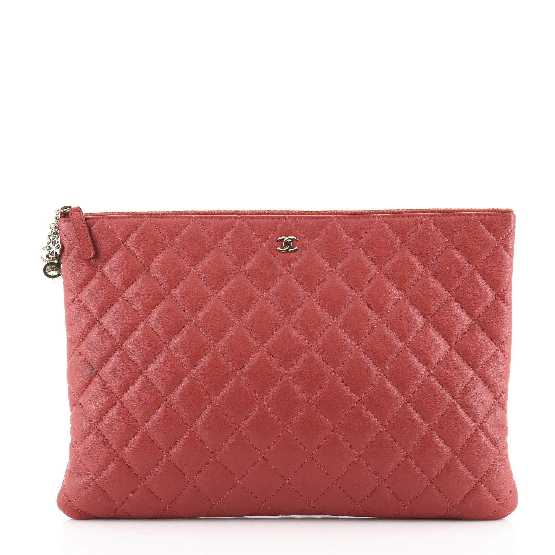 CC Casino O Case Clutch Quilted Lambskin Large