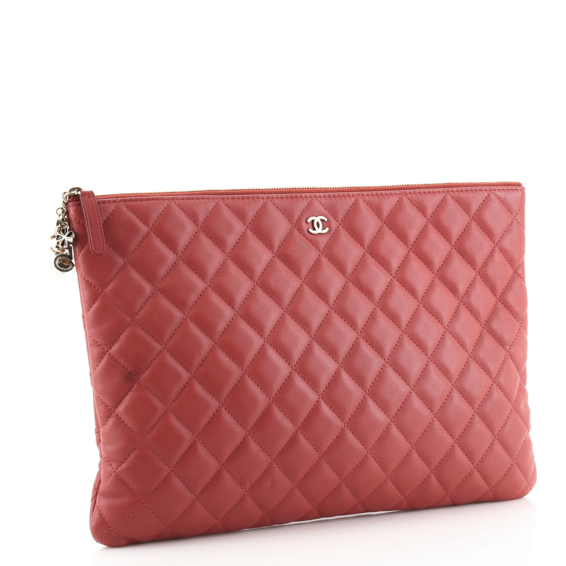 CC Casino O Case Clutch Quilted Lambskin Large