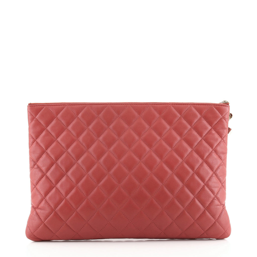 CC Casino O Case Clutch Quilted Lambskin Large