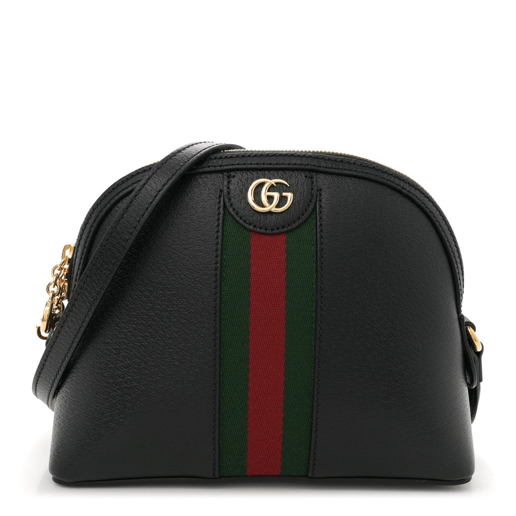 Calfskin GG Web Small Ophidia Dome Shoulder Bag Black