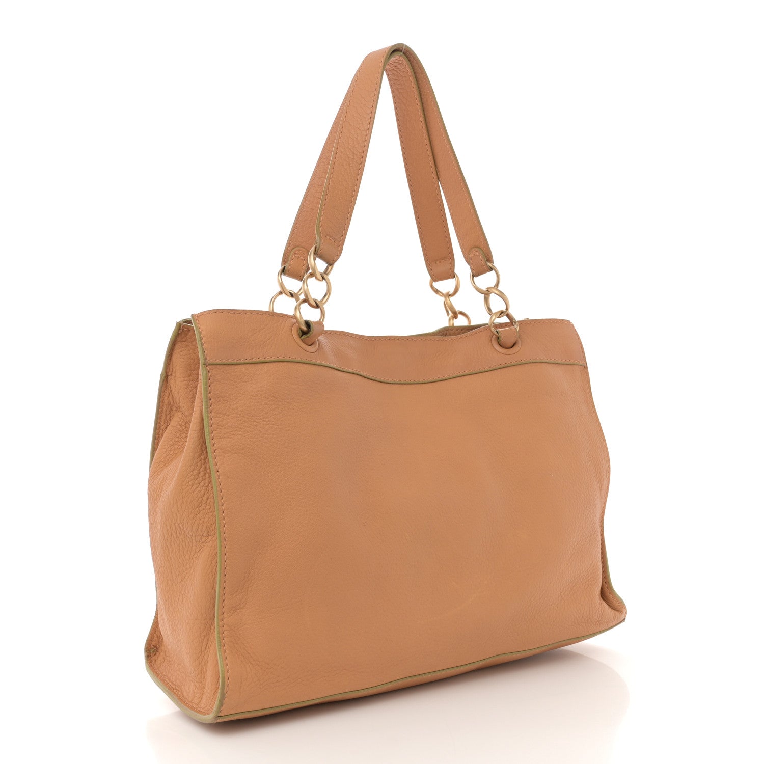 Calfskin Whipstitch CC Tote Beige