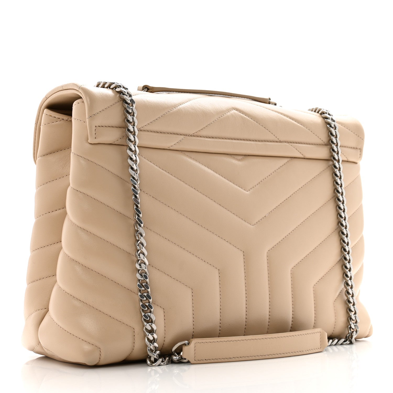 Calfskin Y Quilted Monogram Medium Loulou Chain Satchel Nude Powder
