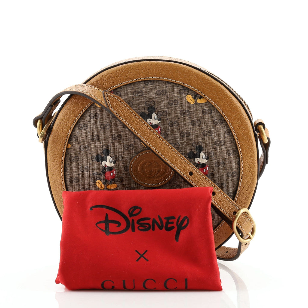 Disney Mickey Mouse Round Shoulder Bag Printed Mini GG Coated Canvas