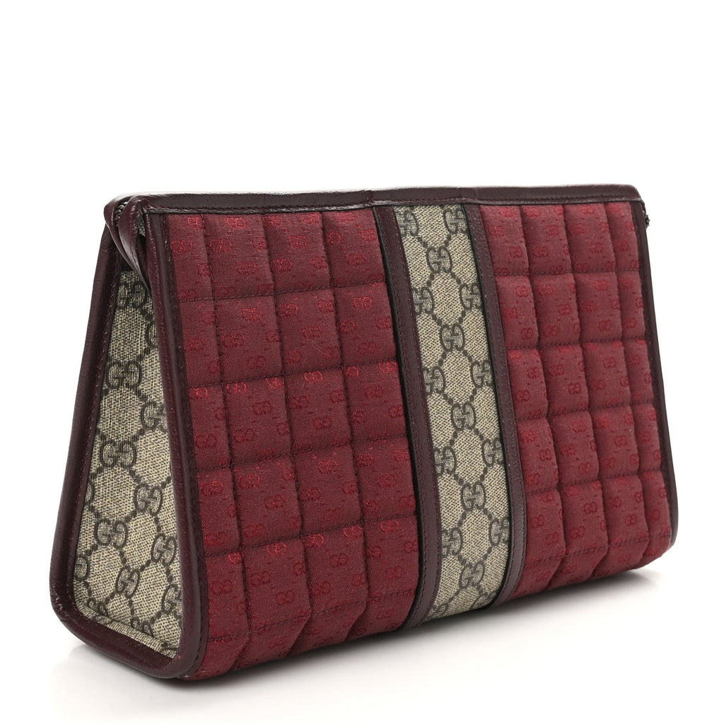 Monogram GG Mignon Textured Dollar Calfskin GG Supreme Monogram Quilted Mini GG Pouch Burgundy Beige Ebony