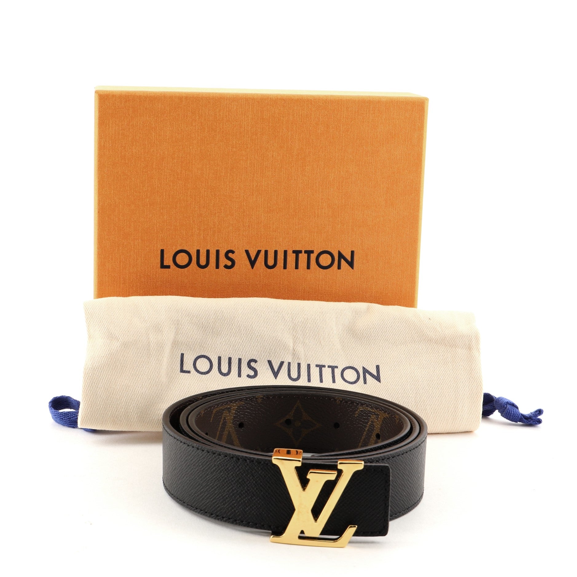 LV Initiales Reversible Belt Monogram Taigarama Wide 85