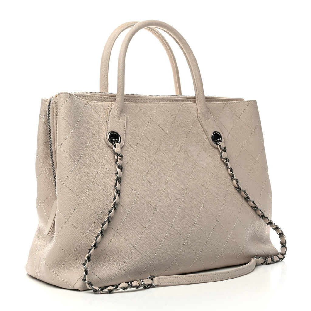 Grained Vegetal Calfskin Urban Shopping Tote Light Beige