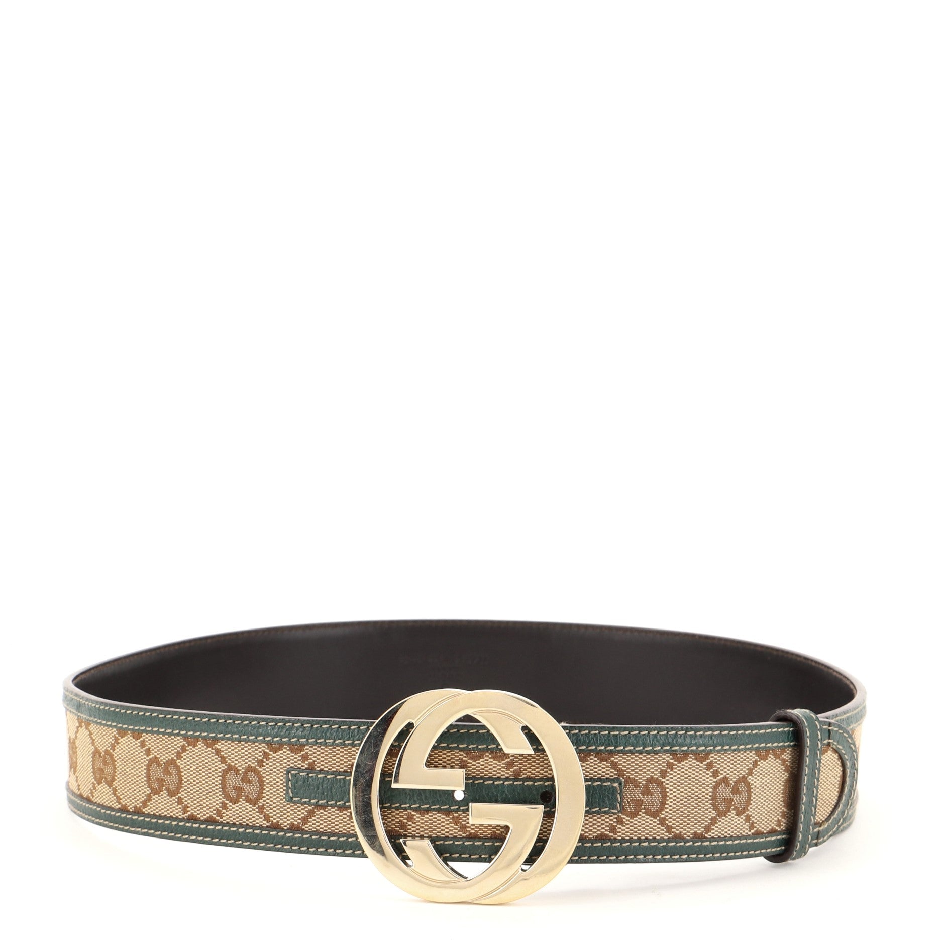 Interlocking G Belt GG Canvas with Leather Wide 85