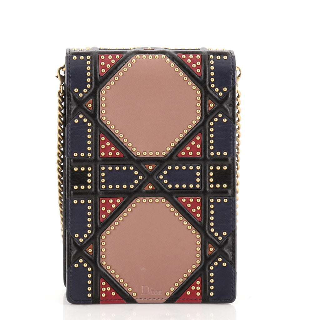 Diorama Vertical Clutch on Chain Studded Leather