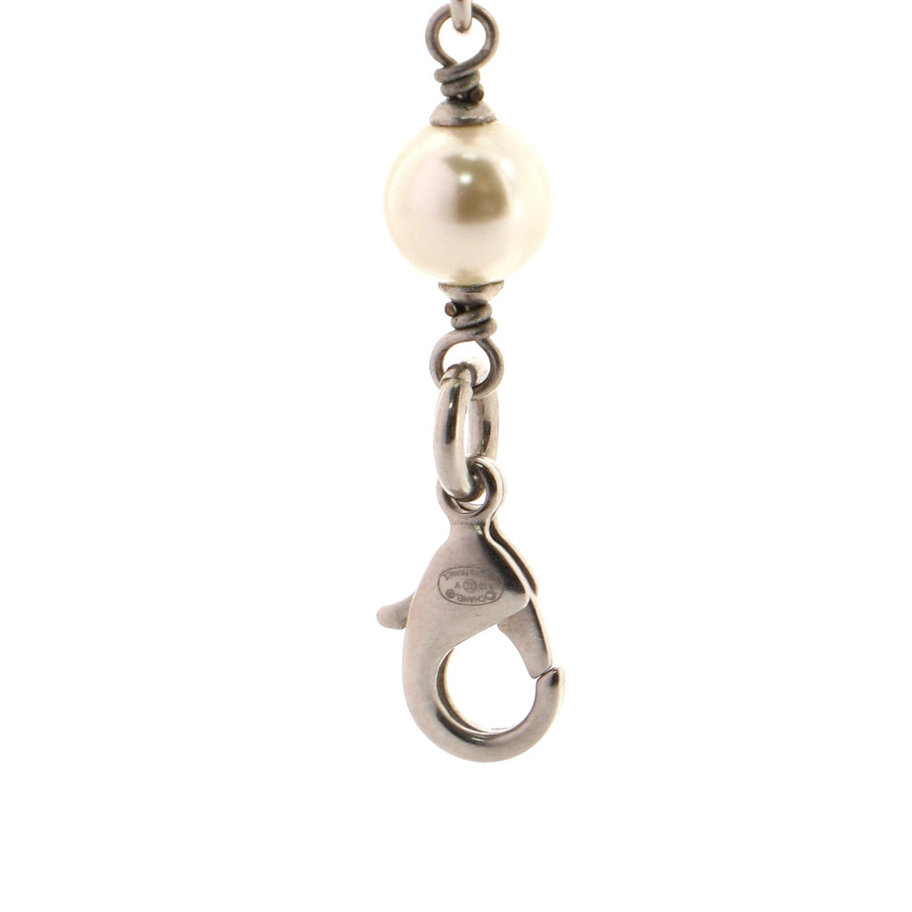 CC Long Necklace Faux Pearls and Crystal Embellished Metal