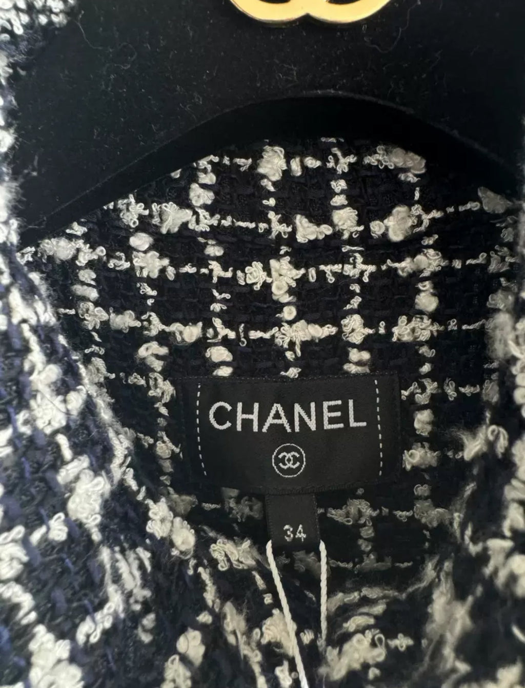 Chanel 23C Black Glittered Tweed Jumpsuit