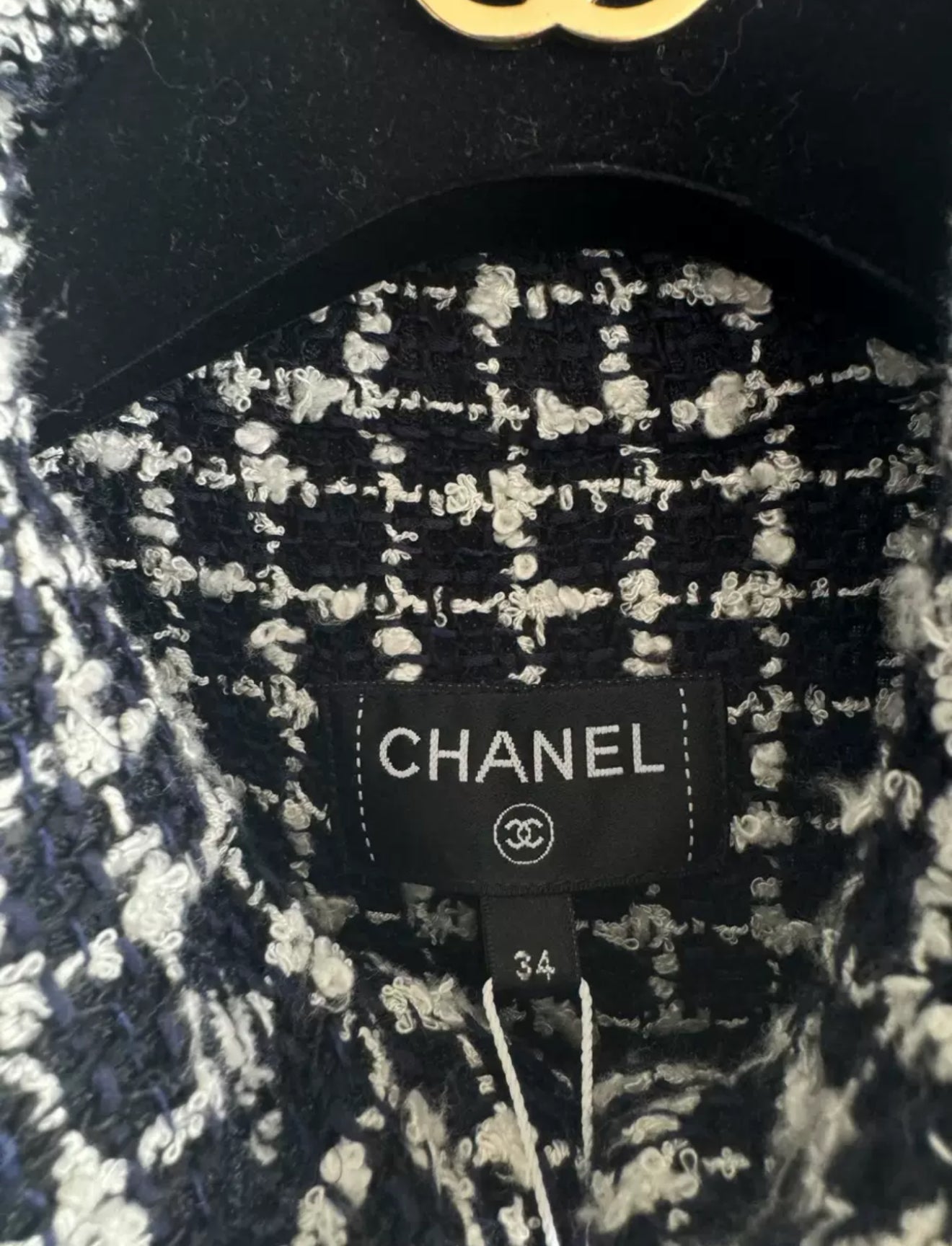 Chanel 23C Black Glittered Tweed Jumpsuit