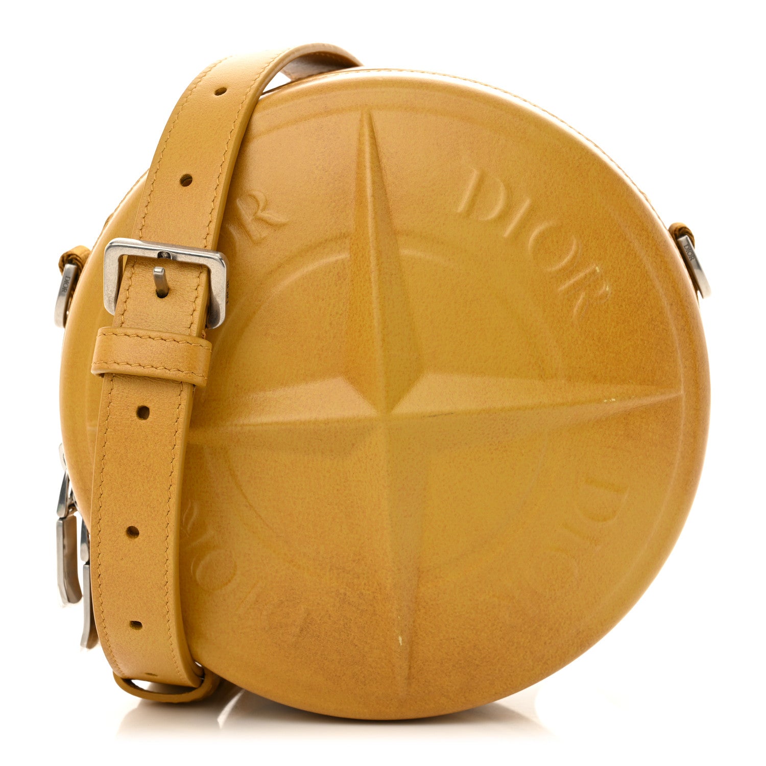 X STONE ISLAND Calfskin Mens Round Bag Tane Gold