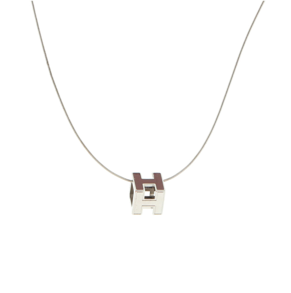 Pop H Cube Pendant Necklace Metal with Enamel