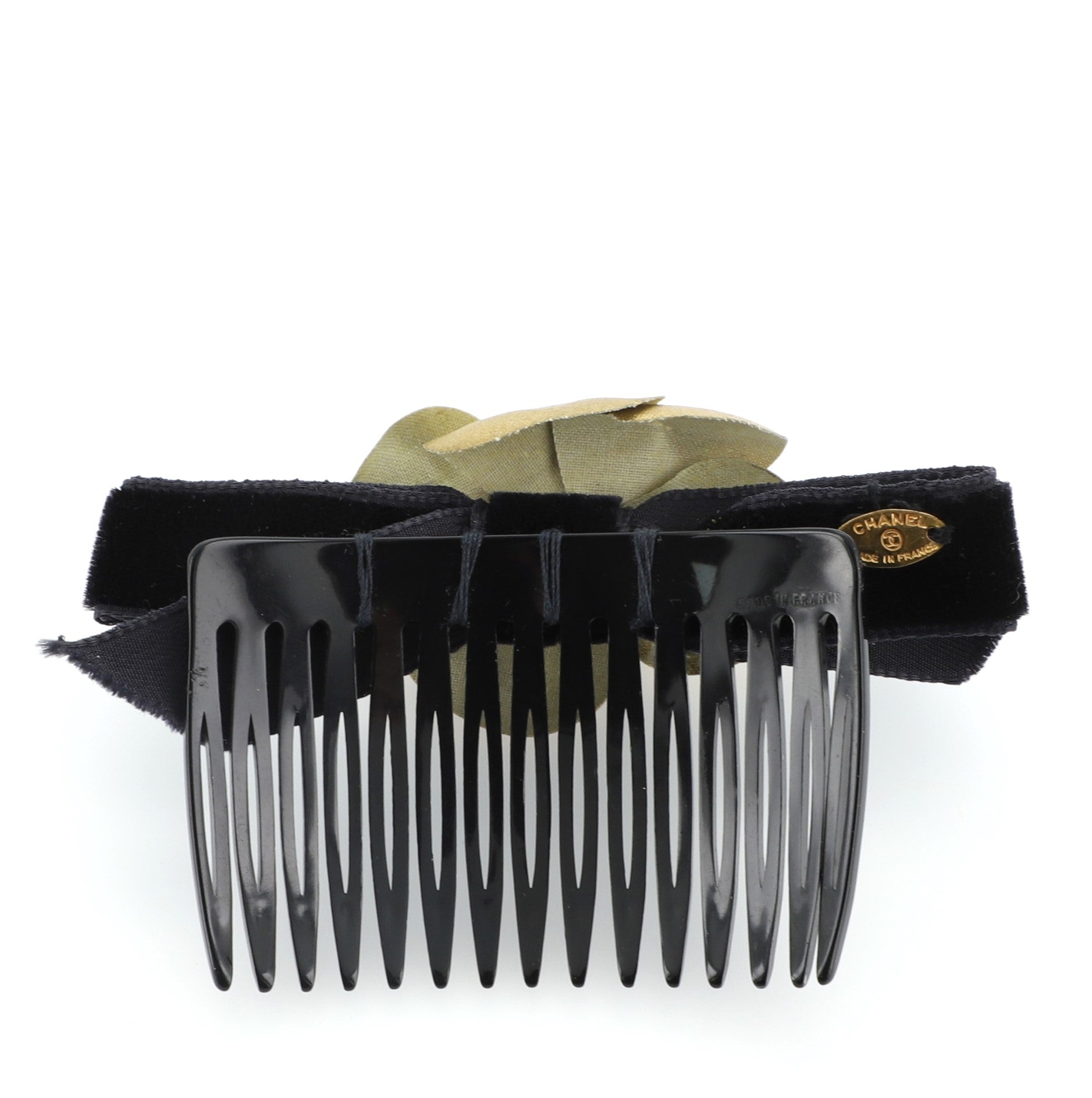 Camellia Hair Comb Resin with Velvet and Canvas XS