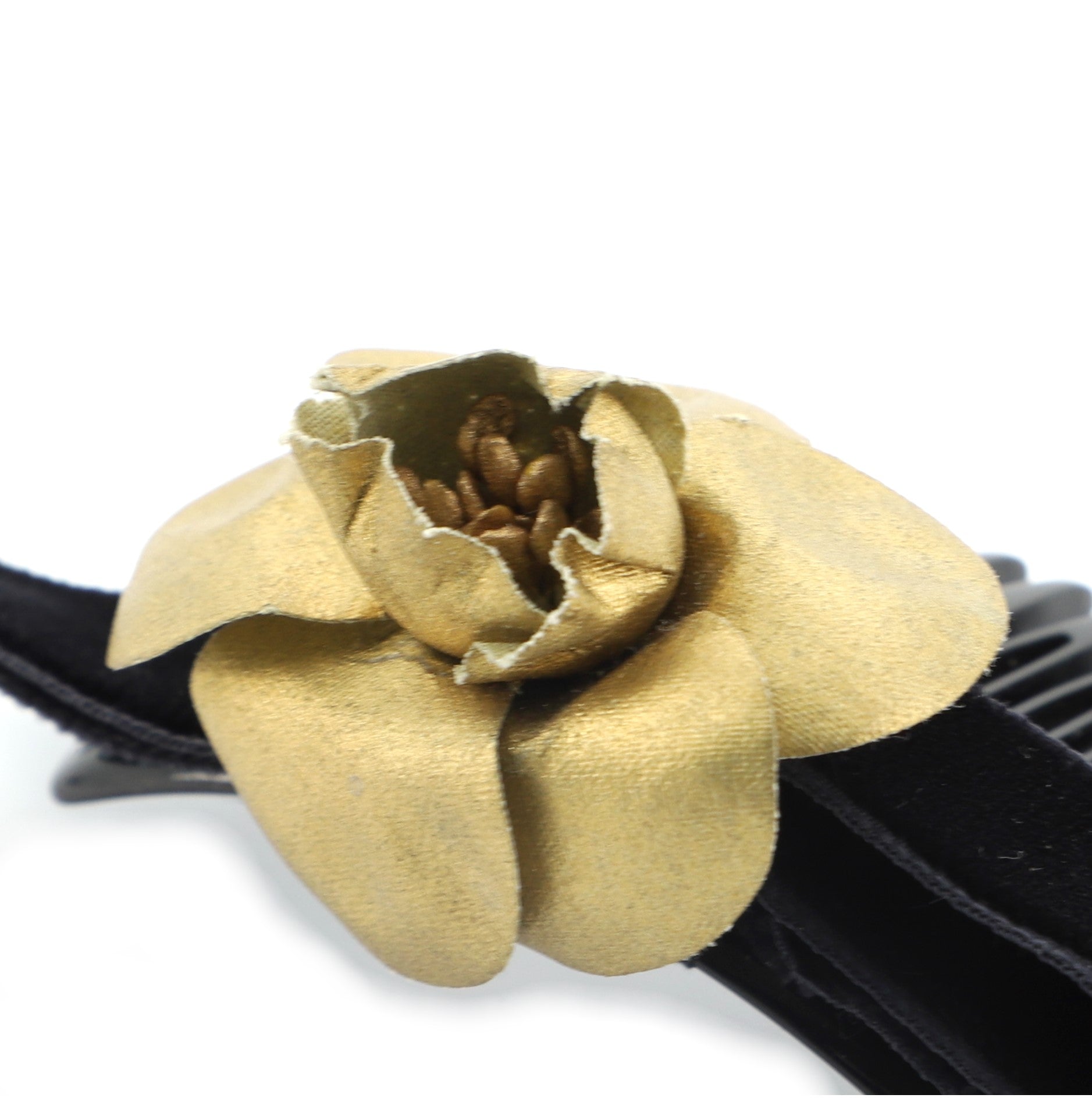 Camellia Hair Comb Resin with Velvet and Canvas XS