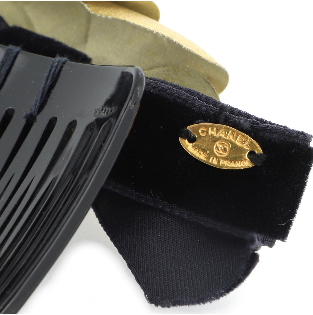 Camellia Hair Comb Resin with Velvet and Canvas XS