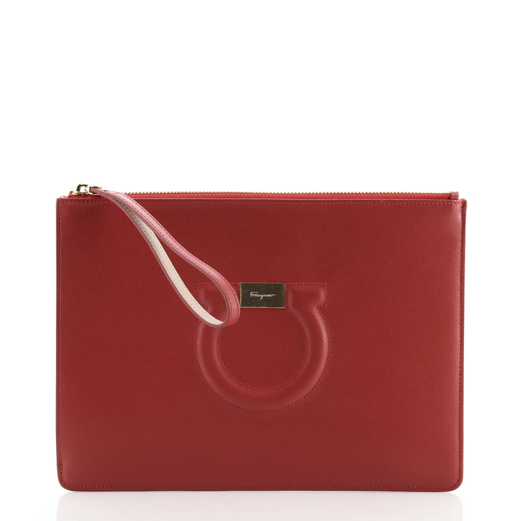 Gancini Wristlet Clutch Leather. Large