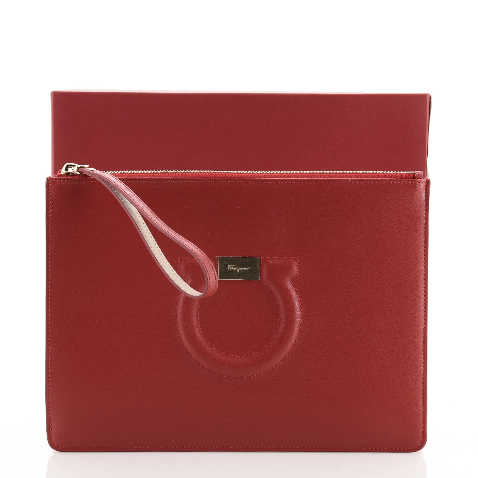Gancini Wristlet Clutch Leather. Large