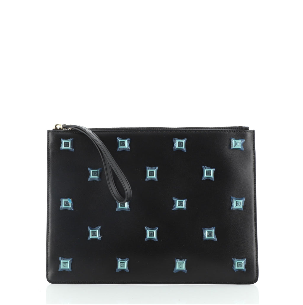 Wristlet Clutch Studded Leather Medium