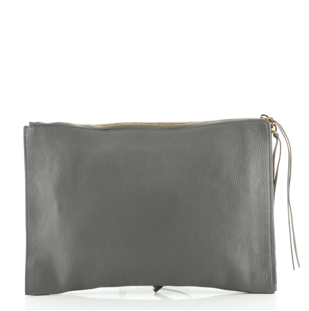 Zip Around Classic Metallic Edge Clutch Leather Medium