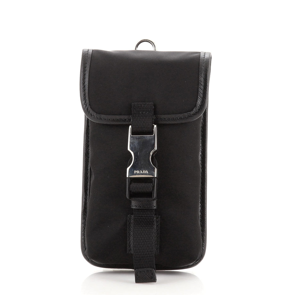 Multi-Functional Pouch Tessuto with Saffiano Leather Mini