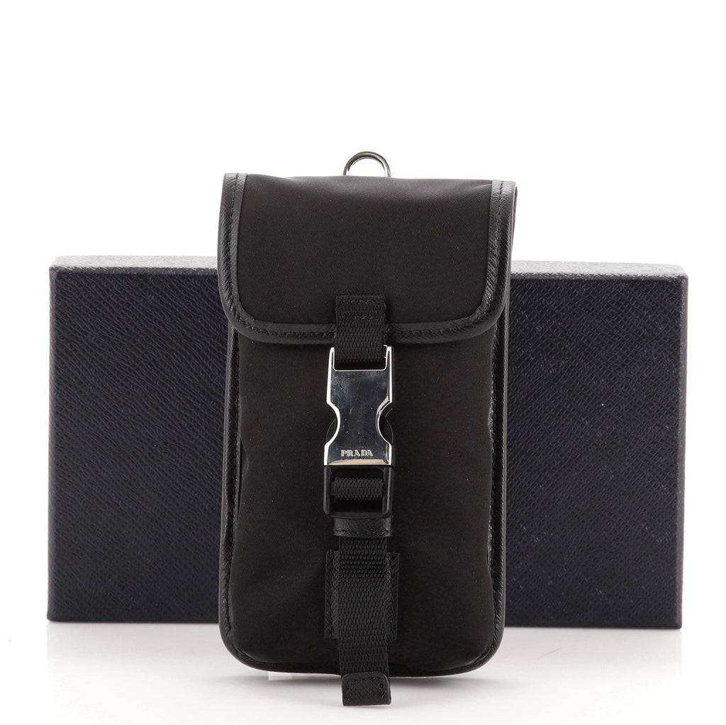 Multi-Functional Pouch Tessuto with Saffiano Leather Mini