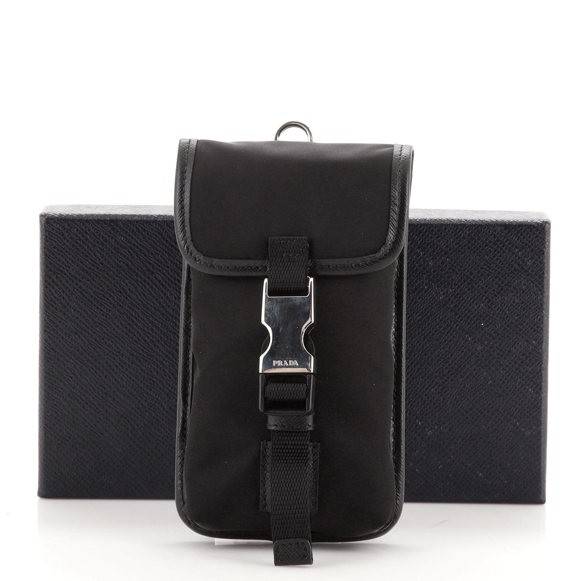 Multi-Functional Pouch Tessuto with Saffiano Leather Mini