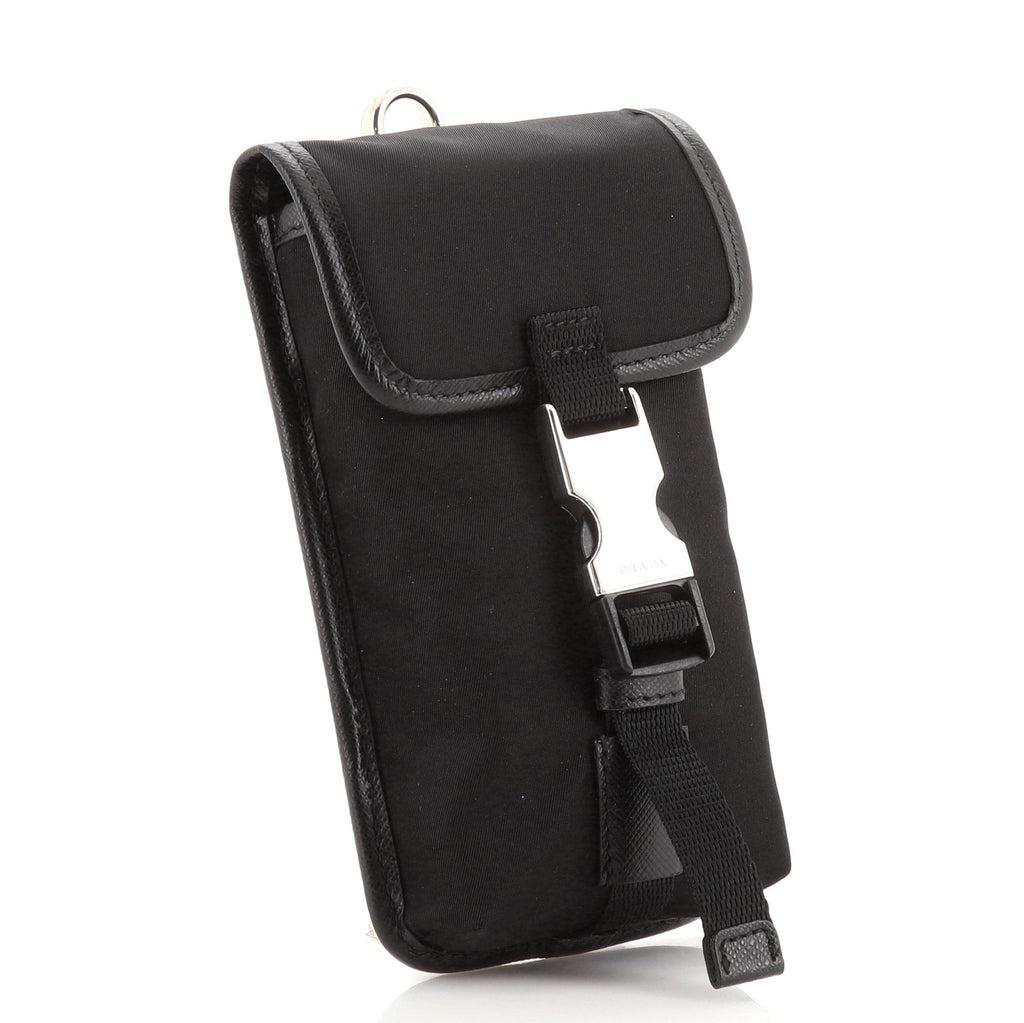 Multi-Functional Pouch Tessuto with Saffiano Leather Mini
