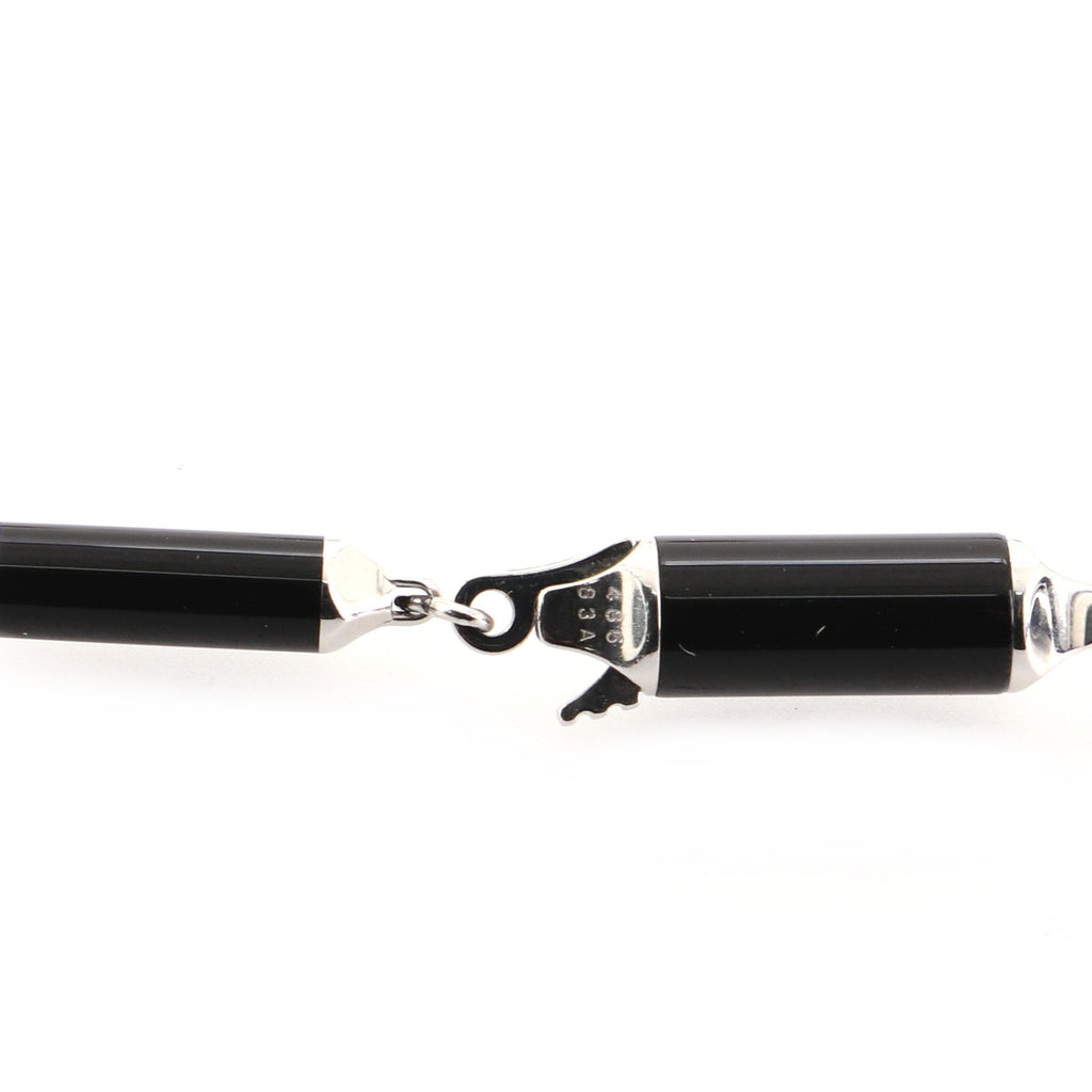 Le Baiser du Dragon Necklace 18K White Gold with Black Onyx and Ruby Beads