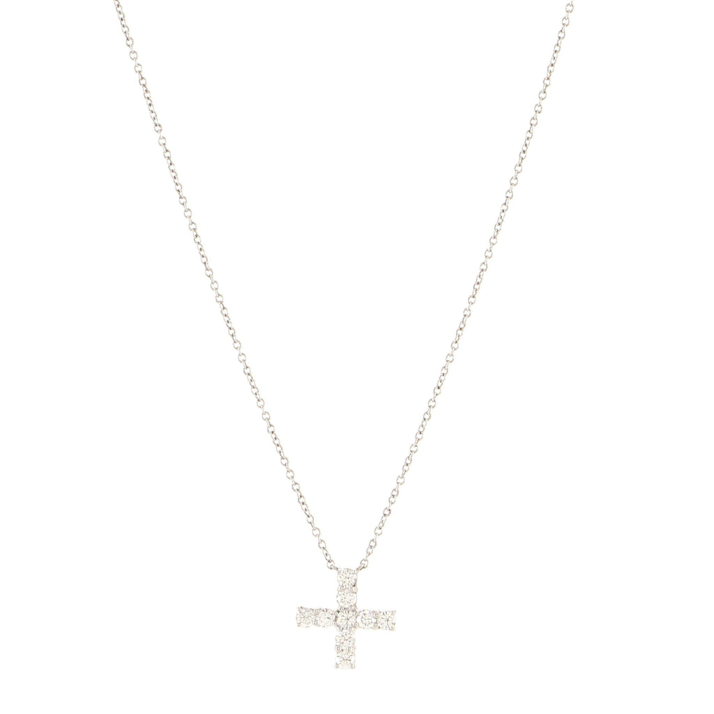 Cross Pendant Necklace Platinum with Diamonds Mini