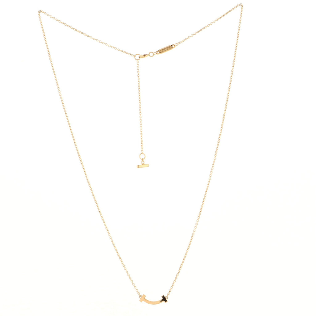 T Smile Pendant 18K Rose Gold with Diamonds Mini Necklace