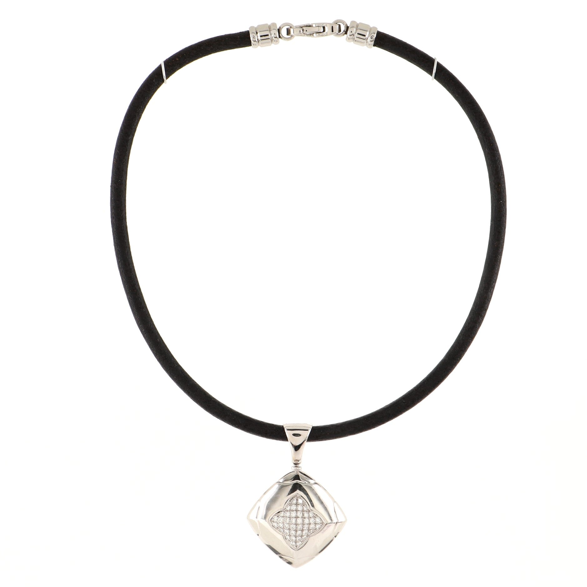Piramide Pendant Necklace 18K White Gold with Diamonds