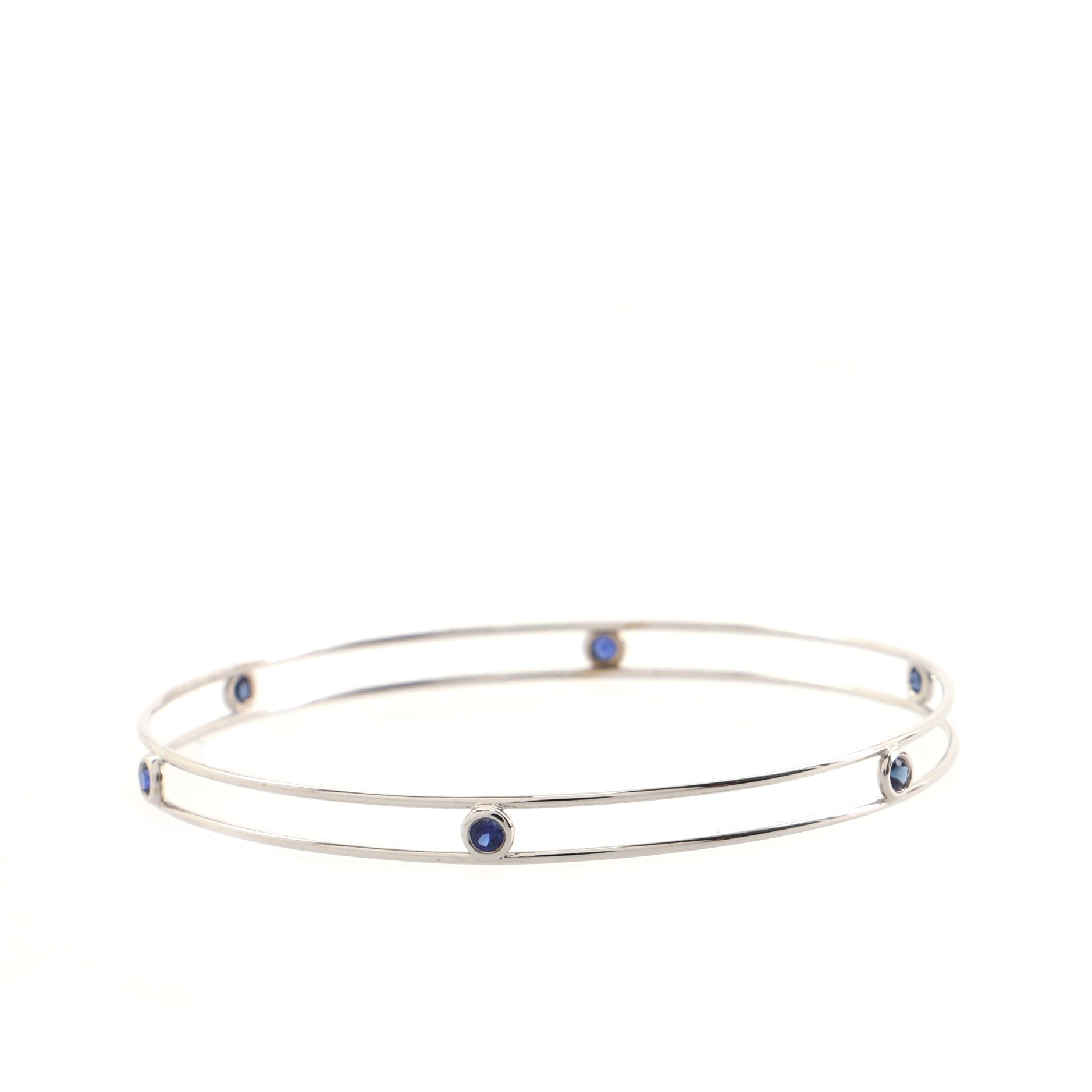 Elsa Peretti By the Yard Bangle Bracelet 18K White Gold with Sapphires