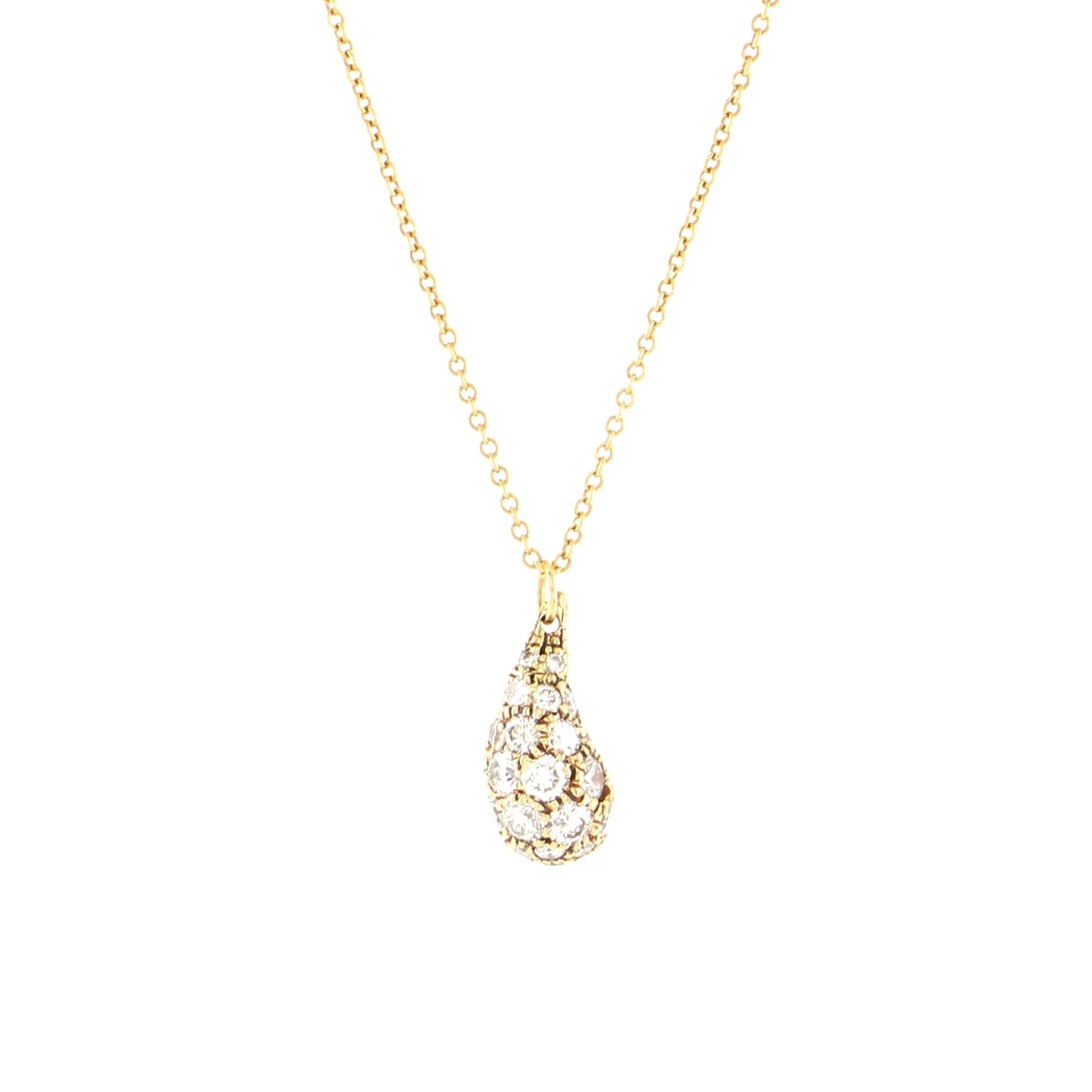Teardrop Pendant Necklace 18K Yellow Gold with Diamonds Medium
