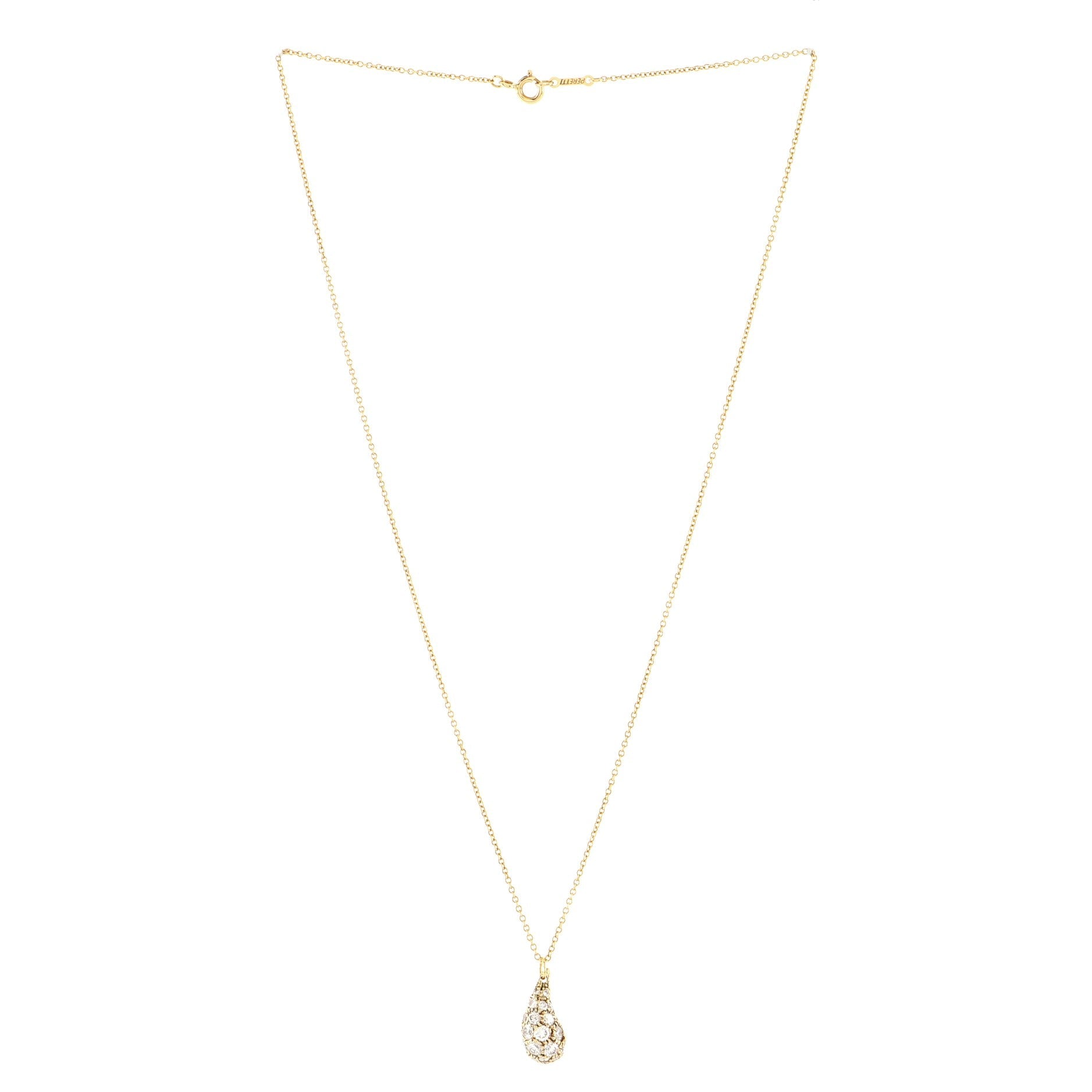 Teardrop Pendant Necklace 18K Yellow Gold with Diamonds Medium